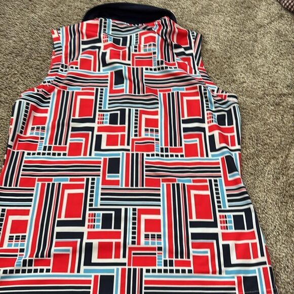 GGBlue Grace National Geometric Red Blue WhiteGolf Polo Tank Size S - Picture 4 of 4